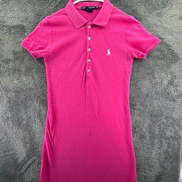 Ralph Lauren Sport Women XS Pink Dress Short Sleeve Cotton Knit Adult Pullover - Picture 1 of 9
